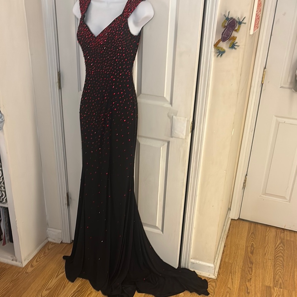 Red Sequin Embellished Maxi Gown for Prom or pageant